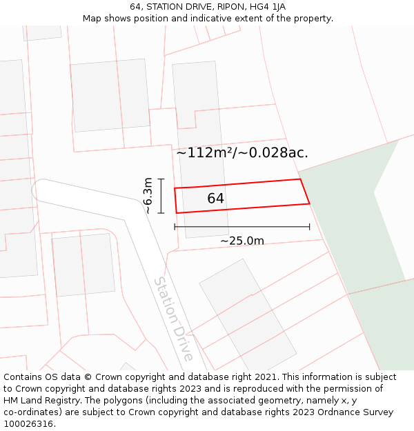 64, STATION DRIVE, RIPON, HG4 1JA: Plot and title map