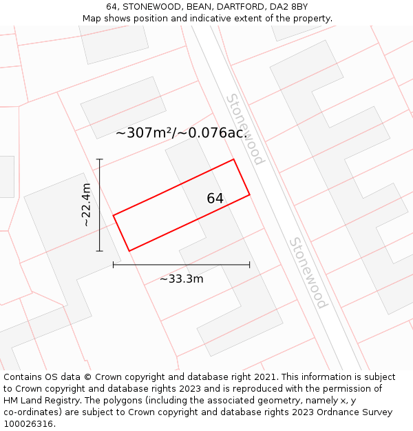 64, STONEWOOD, BEAN, DARTFORD, DA2 8BY: Plot and title map