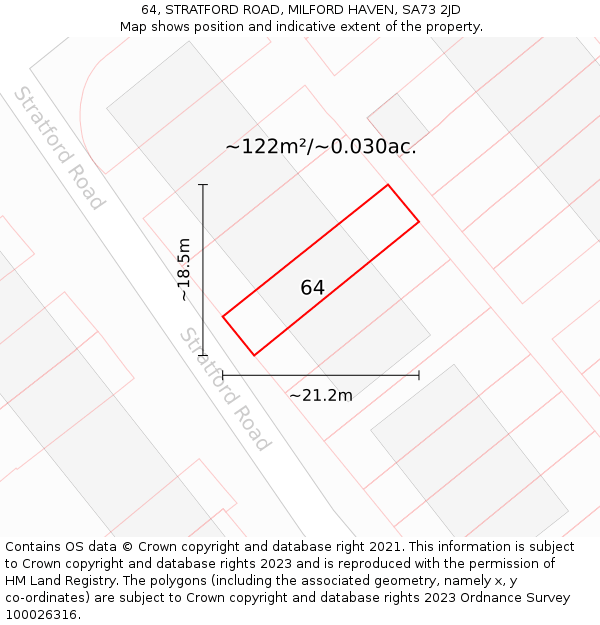 64, STRATFORD ROAD, MILFORD HAVEN, SA73 2JD: Plot and title map