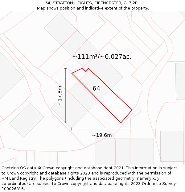 64, STRATTON HEIGHTS, CIRENCESTER, GL7 2RH: Plot and title map