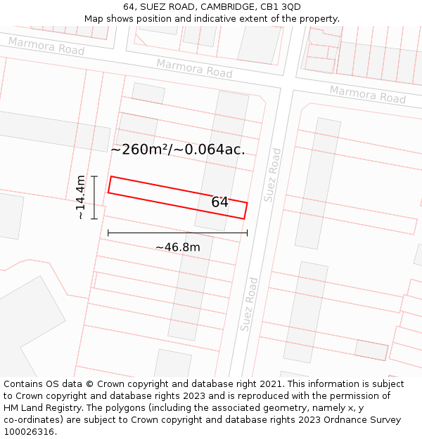 64, SUEZ ROAD, CAMBRIDGE, CB1 3QD: Plot and title map