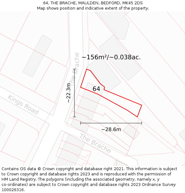 64, THE BRACHE, MAULDEN, BEDFORD, MK45 2DS: Plot and title map