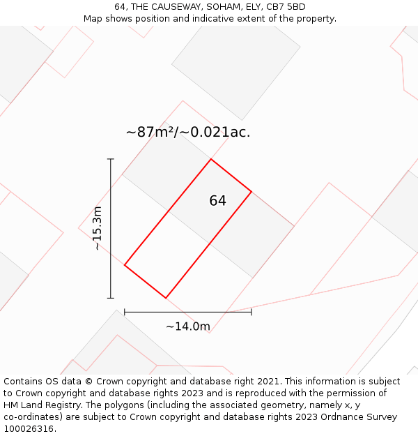 64, THE CAUSEWAY, SOHAM, ELY, CB7 5BD: Plot and title map