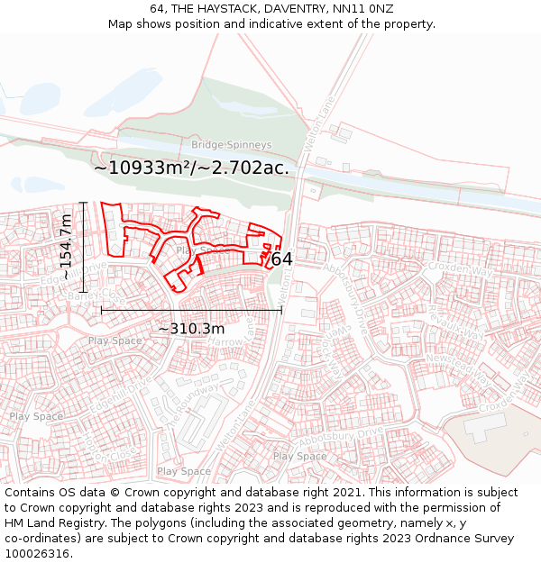 64, THE HAYSTACK, DAVENTRY, NN11 0NZ: Plot and title map