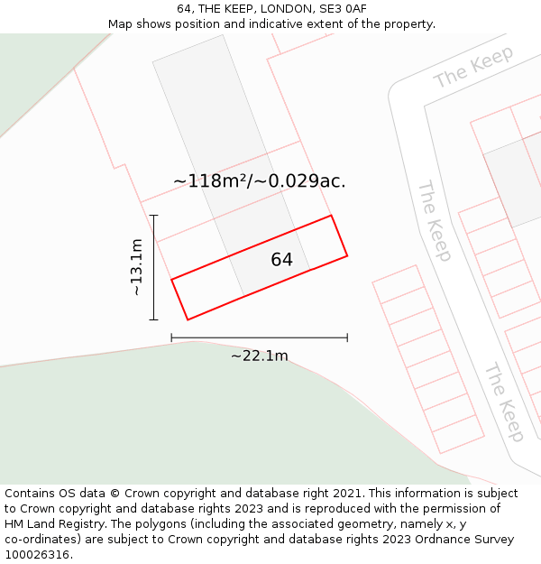 64, THE KEEP, LONDON, SE3 0AF: Plot and title map