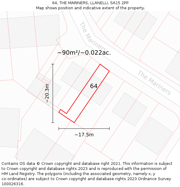 64, THE MARINERS, LLANELLI, SA15 2PP: Plot and title map