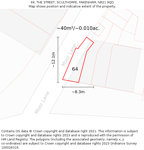 64, THE STREET, SCULTHORPE, FAKENHAM, NR21 9QD: Plot and title map