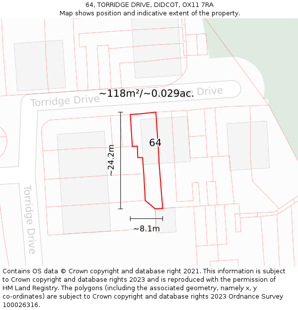 64, TORRIDGE DRIVE, DIDCOT, OX11 7RA: Plot and title map