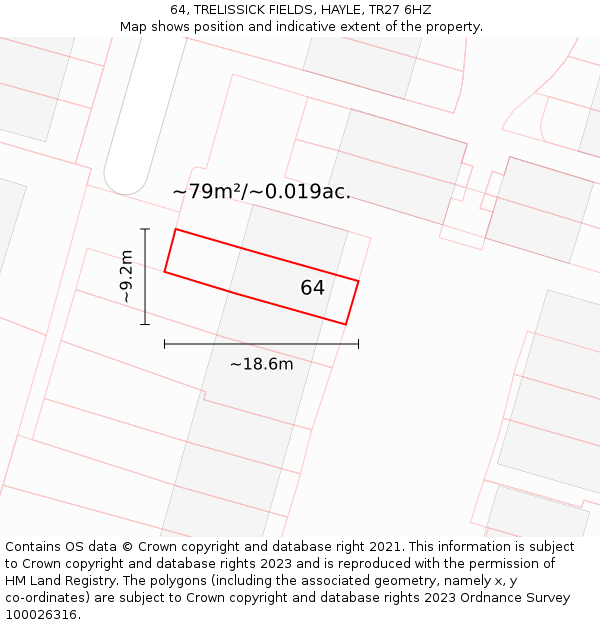 64, TRELISSICK FIELDS, HAYLE, TR27 6HZ: Plot and title map