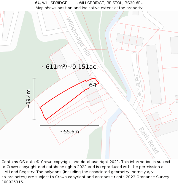 64, WILLSBRIDGE HILL, WILLSBRIDGE, BRISTOL, BS30 6EU: Plot and title map