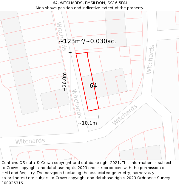 64, WITCHARDS, BASILDON, SS16 5BN: Plot and title map