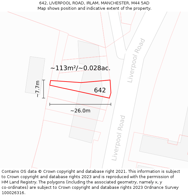642, LIVERPOOL ROAD, IRLAM, MANCHESTER, M44 5AD: Plot and title map
