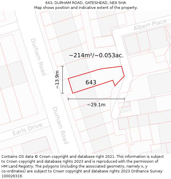 643, DURHAM ROAD, GATESHEAD, NE9 5HA: Plot and title map