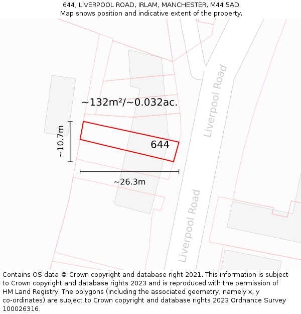 644, LIVERPOOL ROAD, IRLAM, MANCHESTER, M44 5AD: Plot and title map