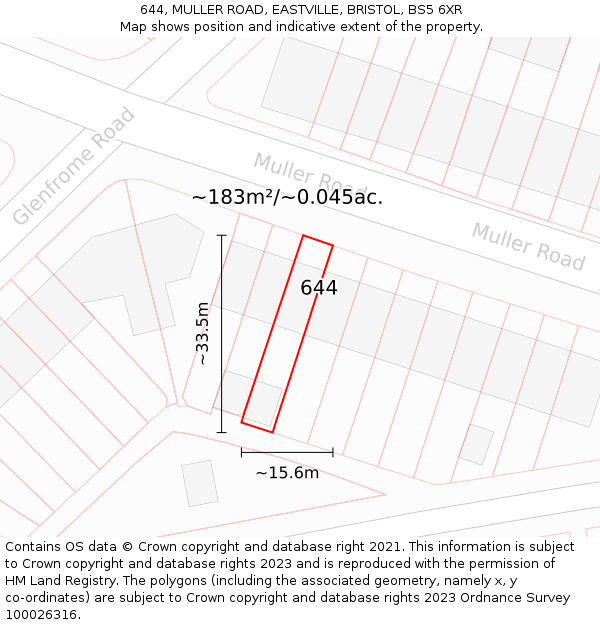 644, MULLER ROAD, EASTVILLE, BRISTOL, BS5 6XR: Plot and title map