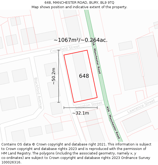 648, MANCHESTER ROAD, BURY, BL9 9TQ: Plot and title map