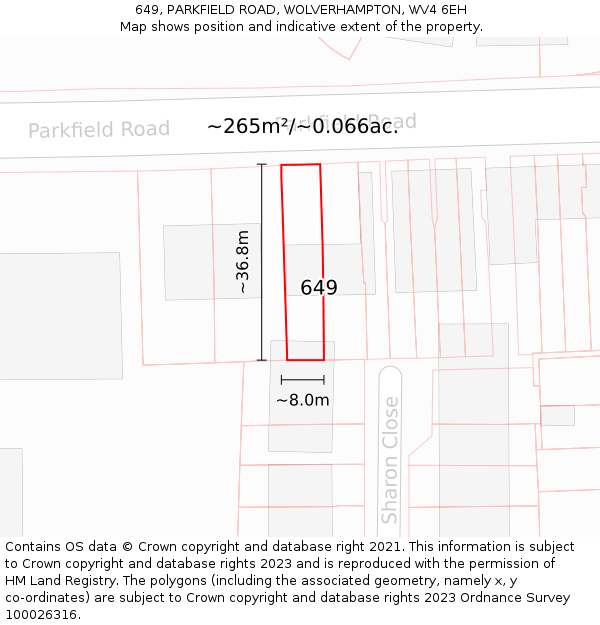 649, PARKFIELD ROAD, WOLVERHAMPTON, WV4 6EH: Plot and title map