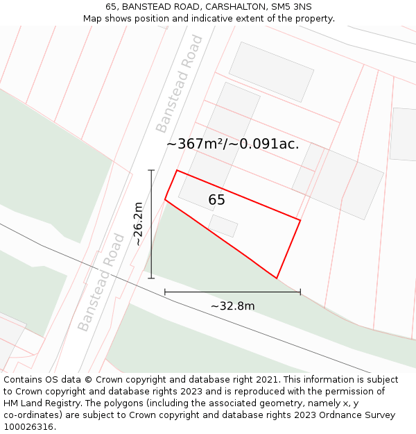 65, BANSTEAD ROAD, CARSHALTON, SM5 3NS: Plot and title map