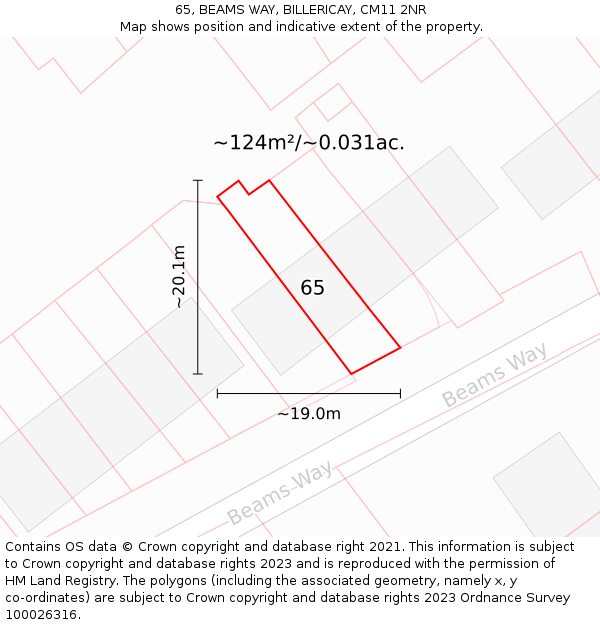 65, BEAMS WAY, BILLERICAY, CM11 2NR: Plot and title map