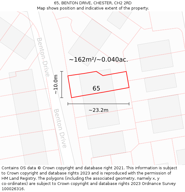 65, BENTON DRIVE, CHESTER, CH2 2RD: Plot and title map