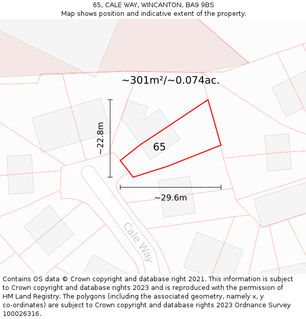 65, CALE WAY, WINCANTON, BA9 9BS: Plot and title map