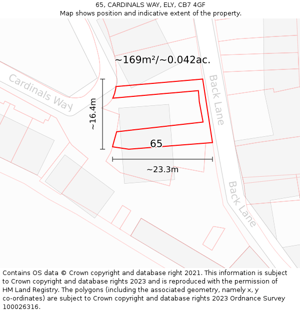 65, CARDINALS WAY, ELY, CB7 4GF: Plot and title map