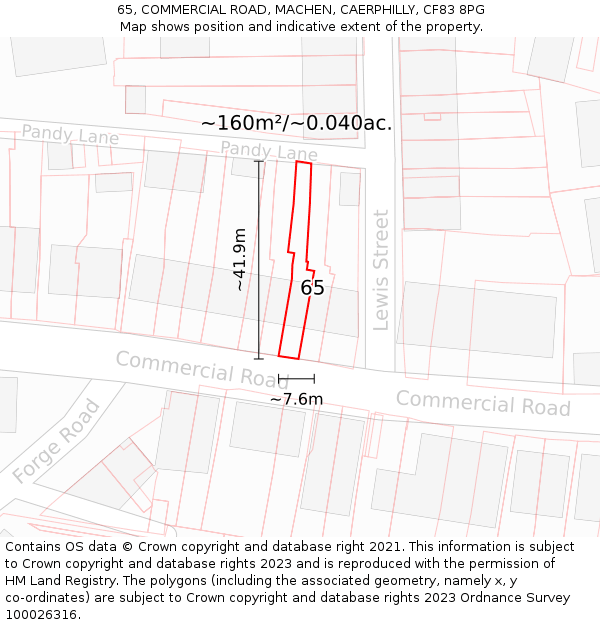 65, COMMERCIAL ROAD, MACHEN, CAERPHILLY, CF83 8PG: Plot and title map