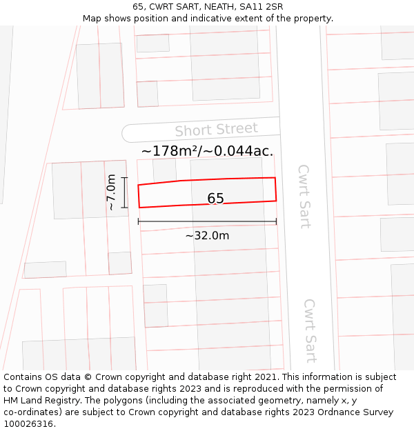 65, CWRT SART, NEATH, SA11 2SR: Plot and title map