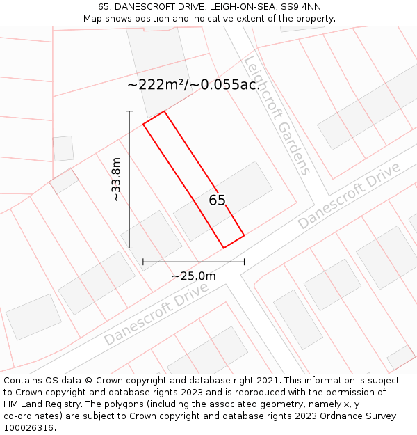 65, DANESCROFT DRIVE, LEIGH-ON-SEA, SS9 4NN: Plot and title map