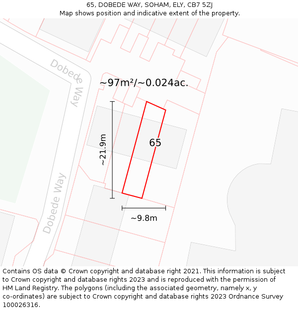 65, DOBEDE WAY, SOHAM, ELY, CB7 5ZJ: Plot and title map