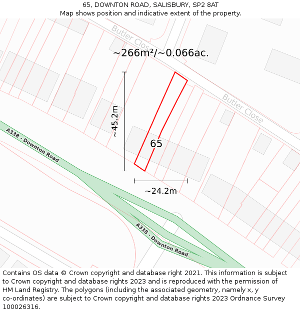 65, DOWNTON ROAD, SALISBURY, SP2 8AT: Plot and title map
