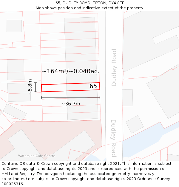 65, DUDLEY ROAD, TIPTON, DY4 8EE: Plot and title map
