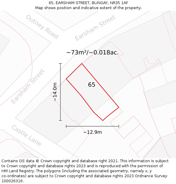65, EARSHAM STREET, BUNGAY, NR35 1AF: Plot and title map