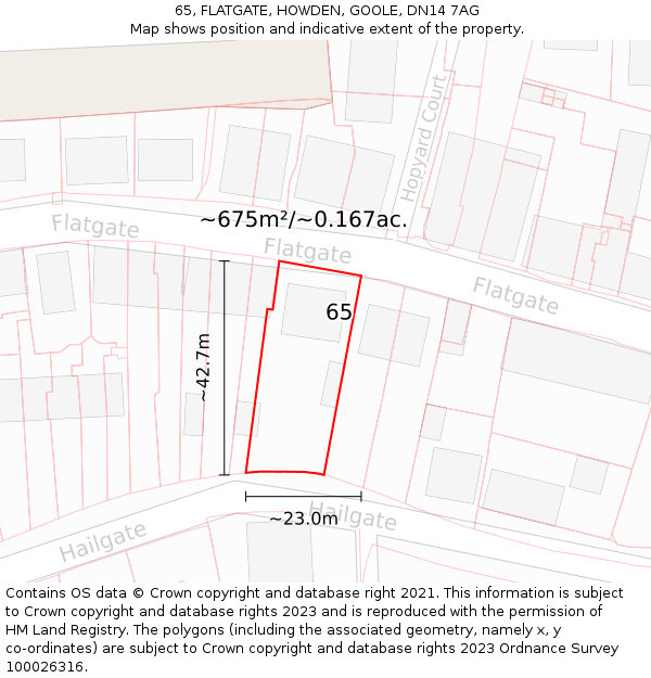 65, FLATGATE, HOWDEN, GOOLE, DN14 7AG: Plot and title map