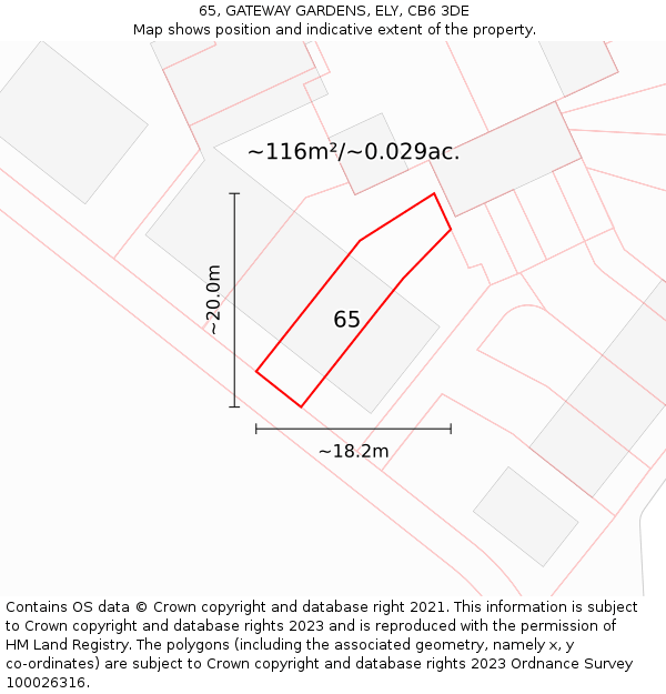 65, GATEWAY GARDENS, ELY, CB6 3DE: Plot and title map