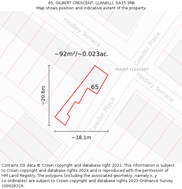 65, GILBERT CRESCENT, LLANELLI, SA15 3RB: Plot and title map