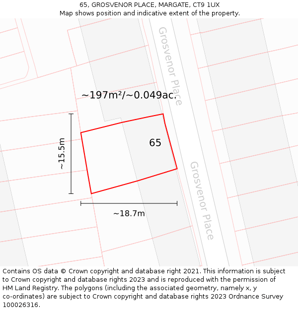 65, GROSVENOR PLACE, MARGATE, CT9 1UX: Plot and title map