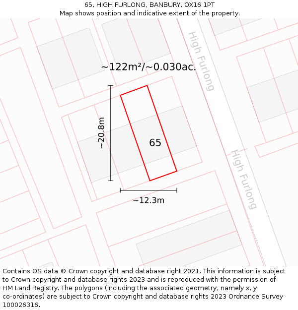 65, HIGH FURLONG, BANBURY, OX16 1PT: Plot and title map