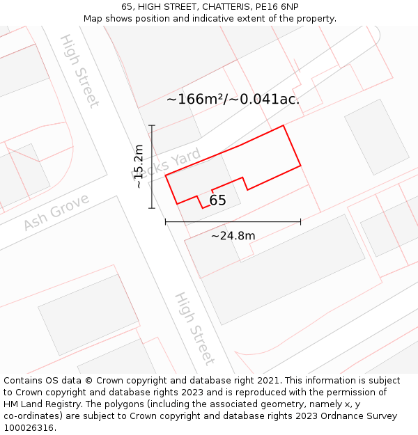 65, HIGH STREET, CHATTERIS, PE16 6NP: Plot and title map