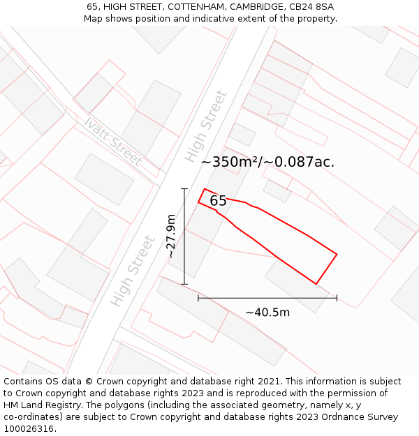 65, HIGH STREET, COTTENHAM, CAMBRIDGE, CB24 8SA: Plot and title map