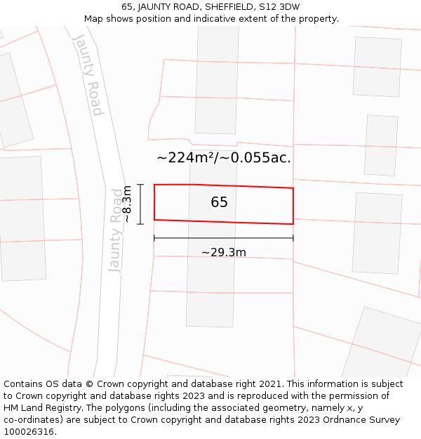 65, JAUNTY ROAD, SHEFFIELD, S12 3DW: Plot and title map