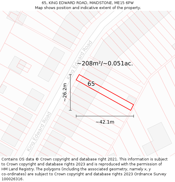 65, KING EDWARD ROAD, MAIDSTONE, ME15 6PW: Plot and title map