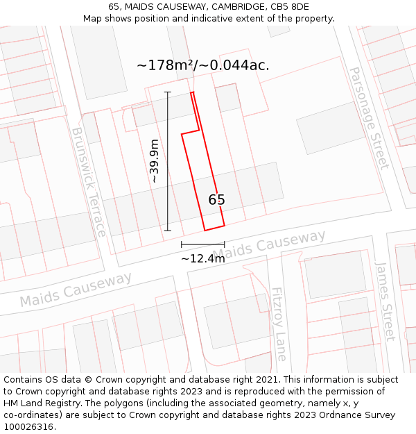 65, MAIDS CAUSEWAY, CAMBRIDGE, CB5 8DE: Plot and title map