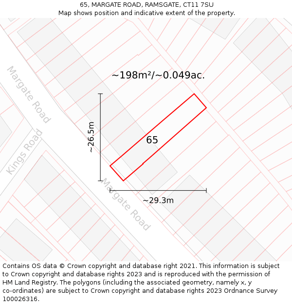 65, MARGATE ROAD, RAMSGATE, CT11 7SU: Plot and title map