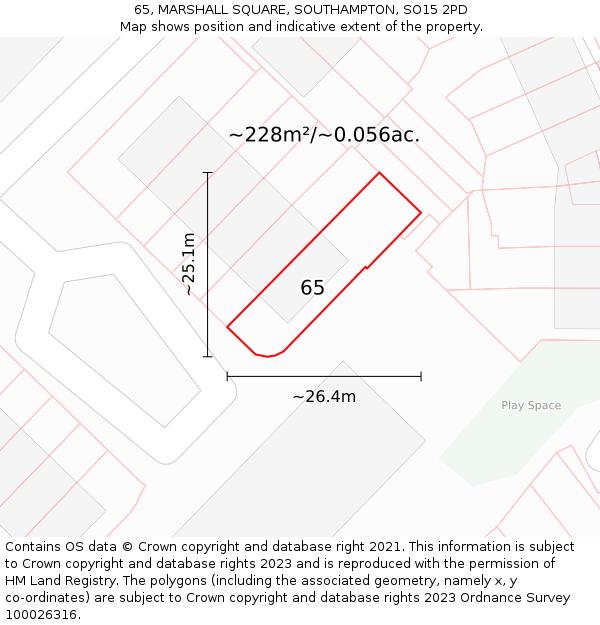 65, MARSHALL SQUARE, SOUTHAMPTON, SO15 2PD: Plot and title map