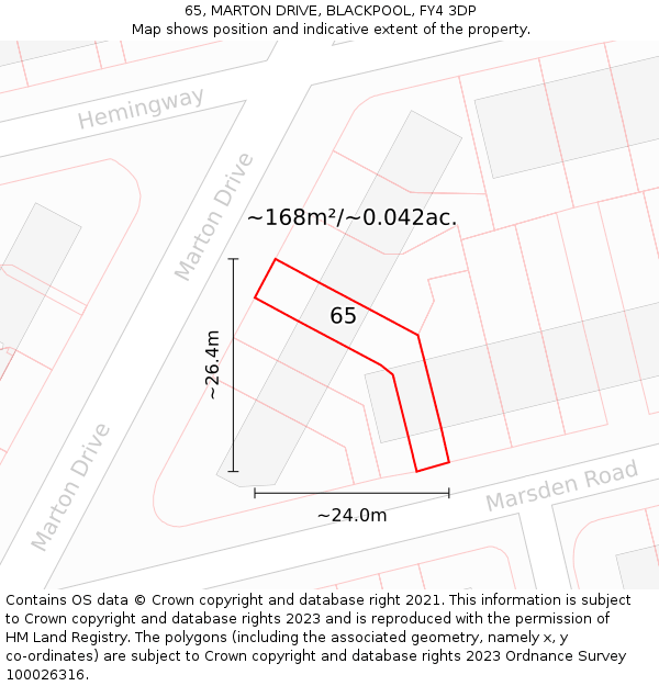 65, MARTON DRIVE, BLACKPOOL, FY4 3DP: Plot and title map