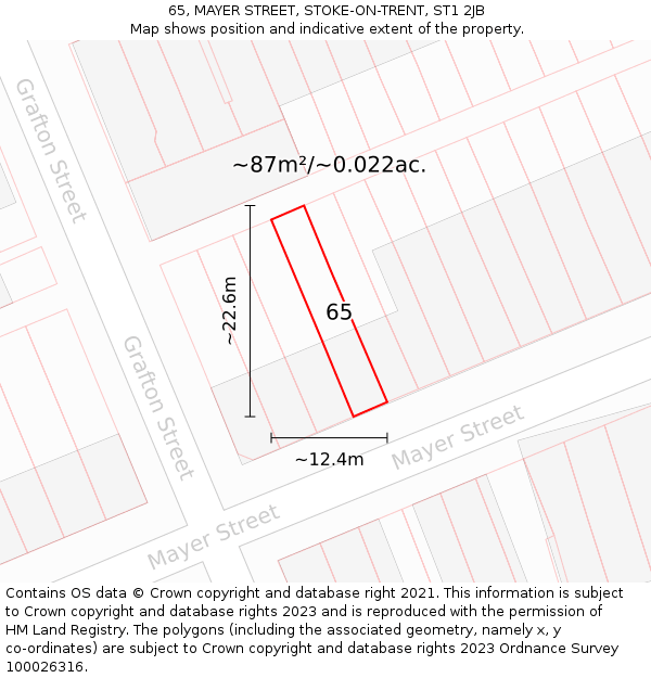 65, MAYER STREET, STOKE-ON-TRENT, ST1 2JB: Plot and title map