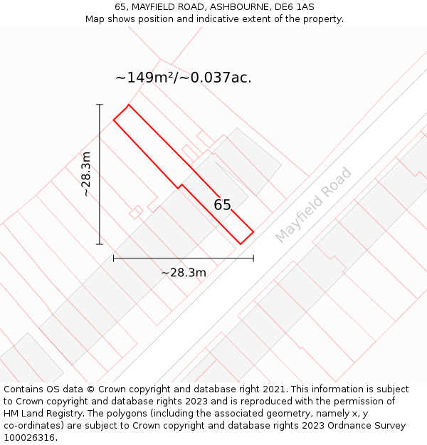 65, MAYFIELD ROAD, ASHBOURNE, DE6 1AS: Plot and title map