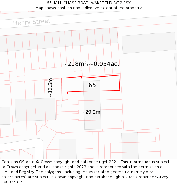 65, MILL CHASE ROAD, WAKEFIELD, WF2 9SX: Plot and title map