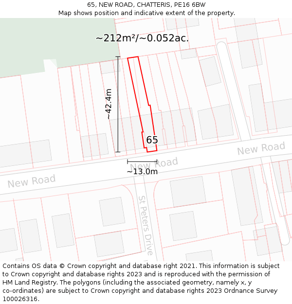 65, NEW ROAD, CHATTERIS, PE16 6BW: Plot and title map